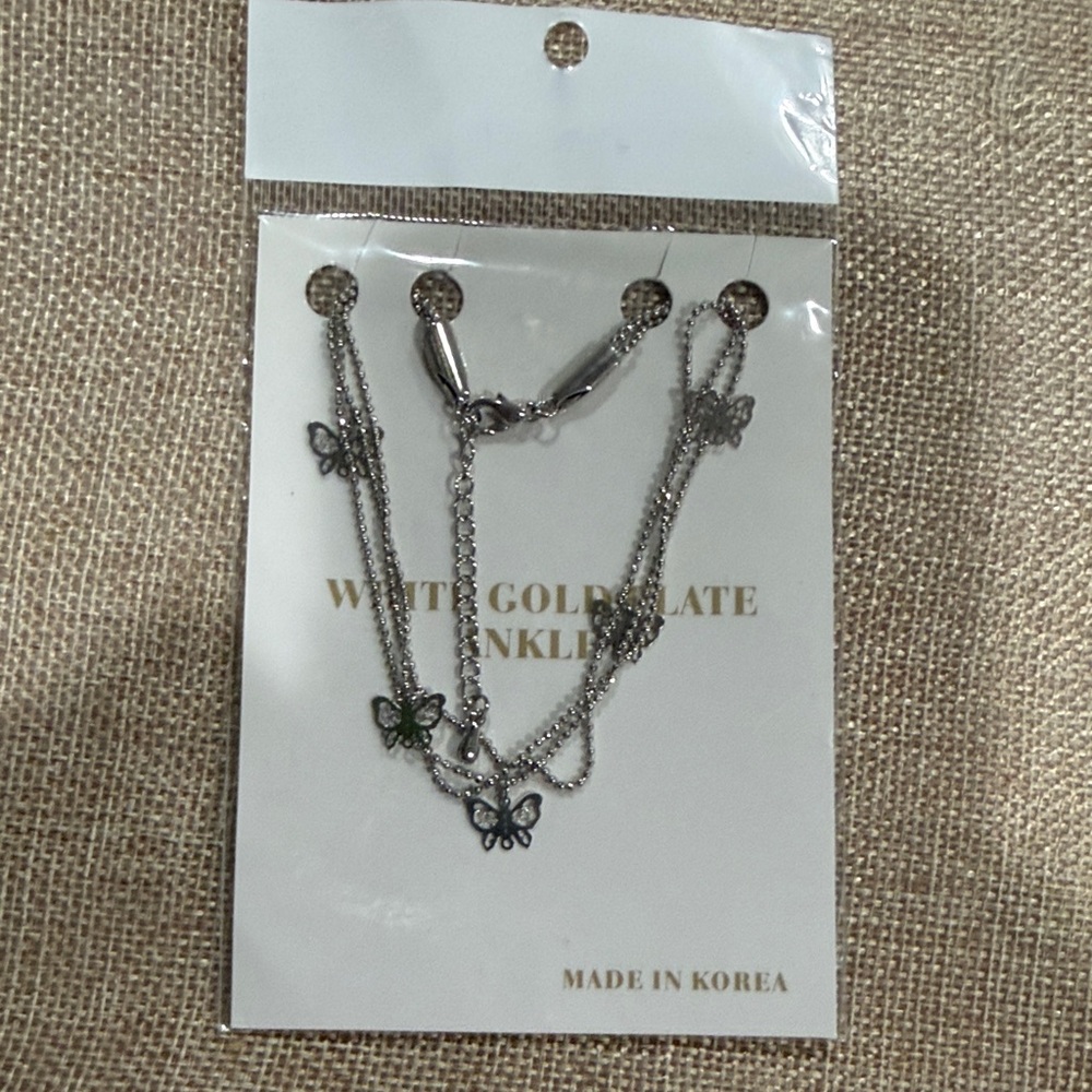 Butterfly Charm Silver Anklet